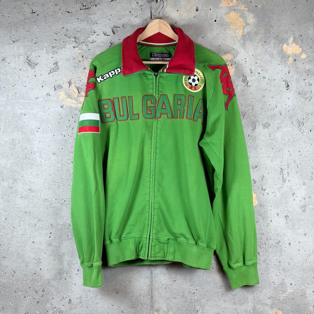 Bulgaria Track Jacket Mens XL Green Kappa Football Cotton Fleece Lined Athletic